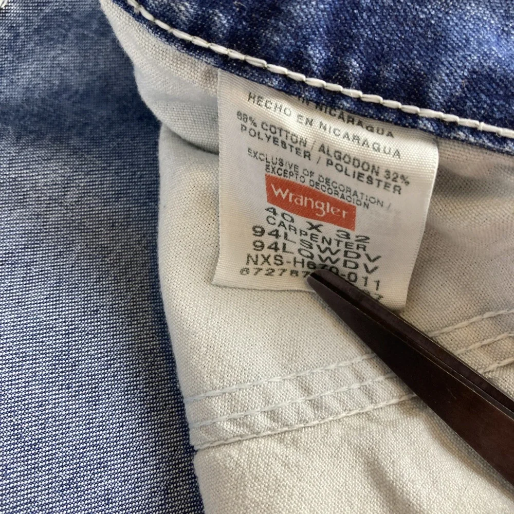 Wrangler Carpenter Jeans Mens‎ Size 40x32 Blue Denim Straight Cotton Blend